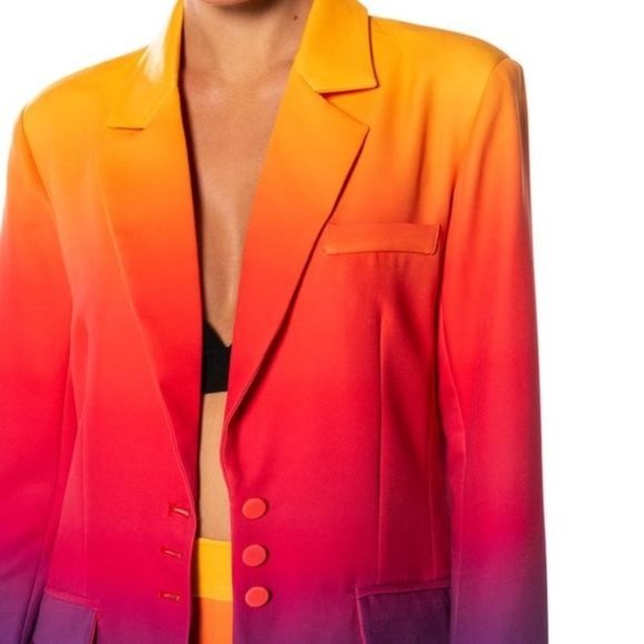 Callie Sunset Blvd Pantsuit: Ombre Blazer & Skinny Slacks: L 1X - Picture 5 of 15